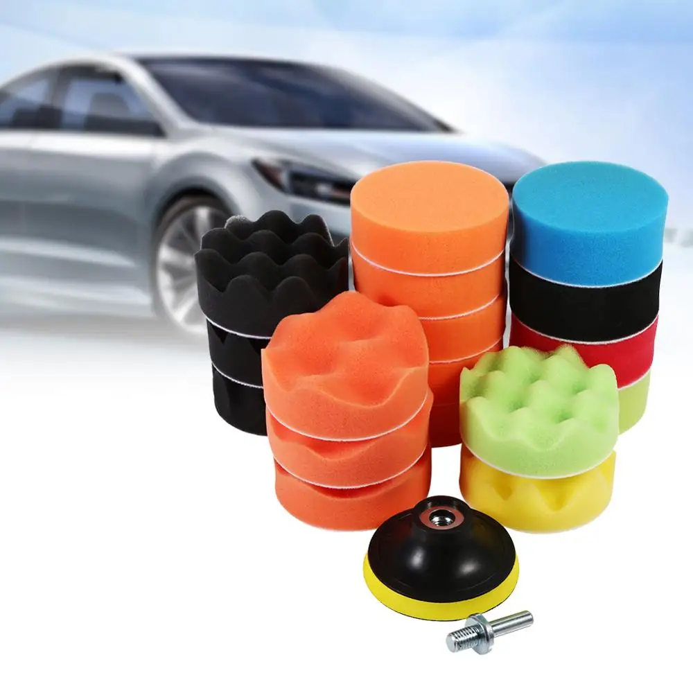 19Pcs Polishing Pad Sponge Buffing Kit 3 Inch Professional Foam Buffing Tool Set