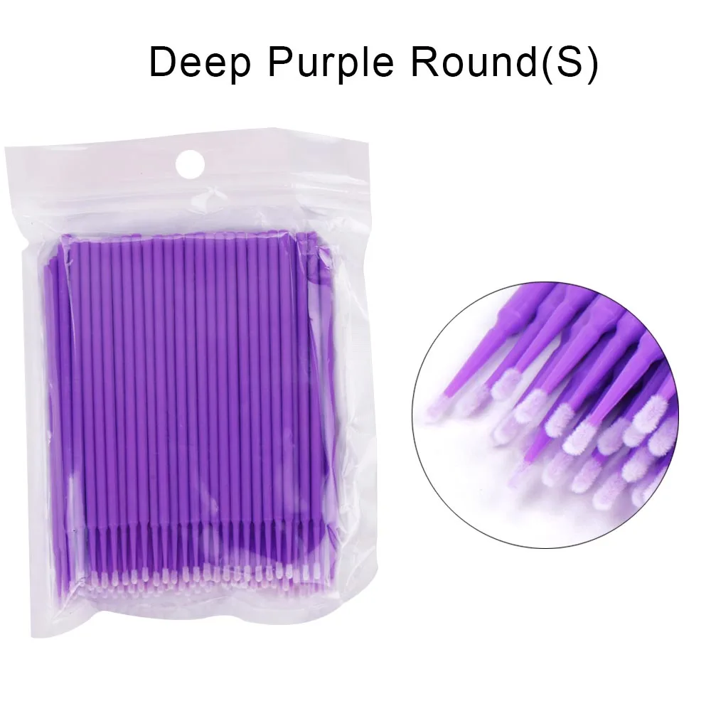 100/500/1000pcs/lot Disposable Eyelash Brushes Swab Microbrushes Eyelashes Extension Individual Removing Applicators Makeup Tool - Цвет: 100pcs purple