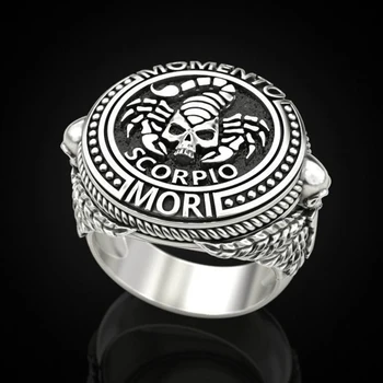 

Vintage Embossed Scorpio Stainless Steel Ring Fashion Punk Gothic Skull Scorpion Rings For Men Wedding Party Jewelry Gift D5T644