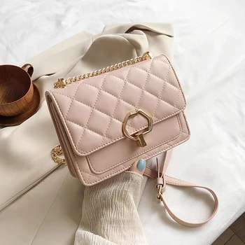 

Solid Color PU Leather Shoulder Messenger Crossbody Bags For Women 2020 Summer Chain Bag Lady Travel Handbags Cross Body Bag