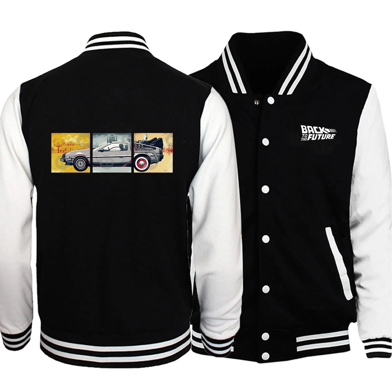 Best Back To The Future Jackets Car Movie Funny Baseball Jacket Mens Autumn Fashion Creative Novelty Sportswear Hip Hop Streetwear