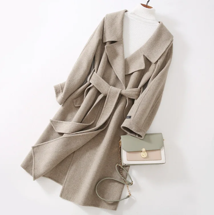 High Quality Double-sided Cashmere Coat Female Autumn and Winter Loose Long Wool Coat Women Woolen Jacket NS1746