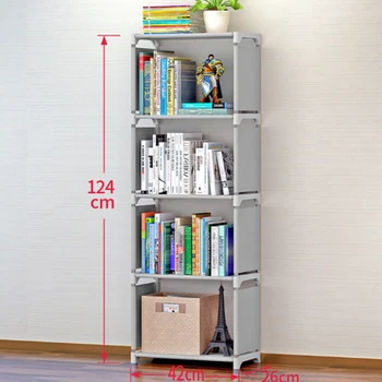 

Simple Bookshelf Stainless Steel Easy Moving Assembled Shelf Bookcase Creative Modern Home Decoration Shelf Household Tool