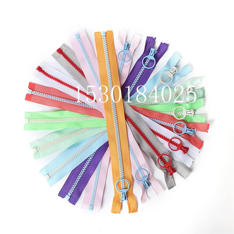 

10pcs Hit Color (30-60CM) Openings 5# Resin Zipper Pull Ring Zipper Head DIY Sewing Handbags Clothing Accessories (color:U PICK)