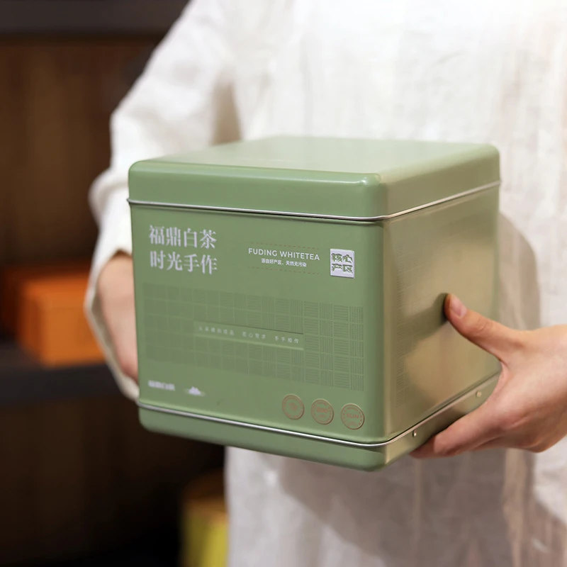 

Tea Tin Box Square Storage Packaging Cans Large Capacity Sealed Jar