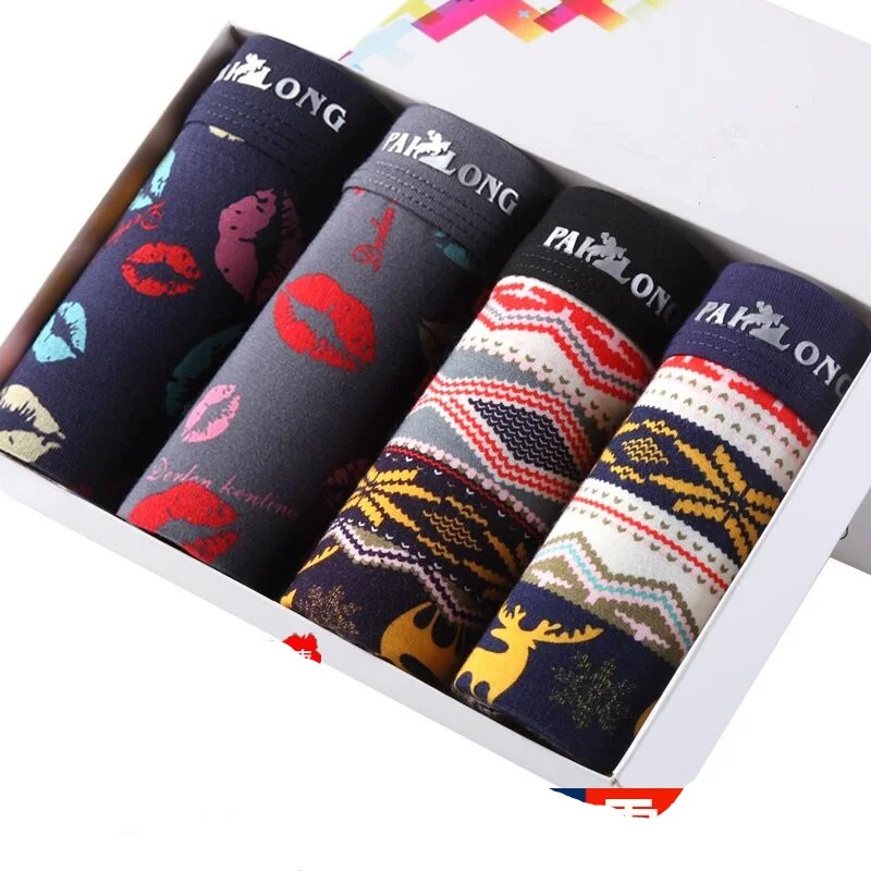 Стиль 4 шт./компл. из Boxershort Для мужчин из мягкой дышащей ткани Для мужчин нижнее белье боксеры модное хлопковое нижнее белье Для мужчин трусы-боксеры - Цвет: XueluLips 4pcs
