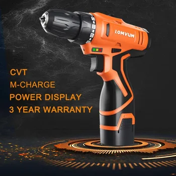 

LOMVUM 12V Double Speed Electric Drill Rechargeable Mini Cordless Handheld Screwdriver Drill