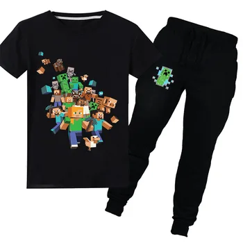 

2020 Cross-border e-commerce eBay explosion models Dan TDM Stampy Cat T-shirt children's suit Minecrafted Children's trousers