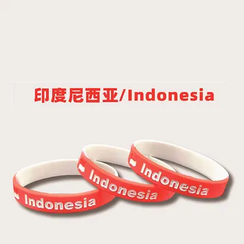 

100pcs Indonesia Flag Bracelet Men Engraved Silicone Band Sport Game Wrist Strap Women Rubber Wristbands Bangle Accessories