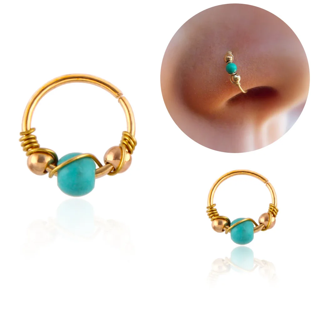 

1PC 10/12mm Luxury Green Stone Sliver/gold Stainless Steel Nose Ring Woman Sexy Nose Piercing Body Jewelry For Lady