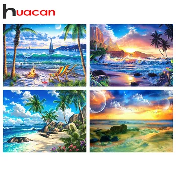 

Huacan Full Square Diamond Painting Landscape 5D DIY Diamond Embroidery Mosaic Seaside Decorations Home