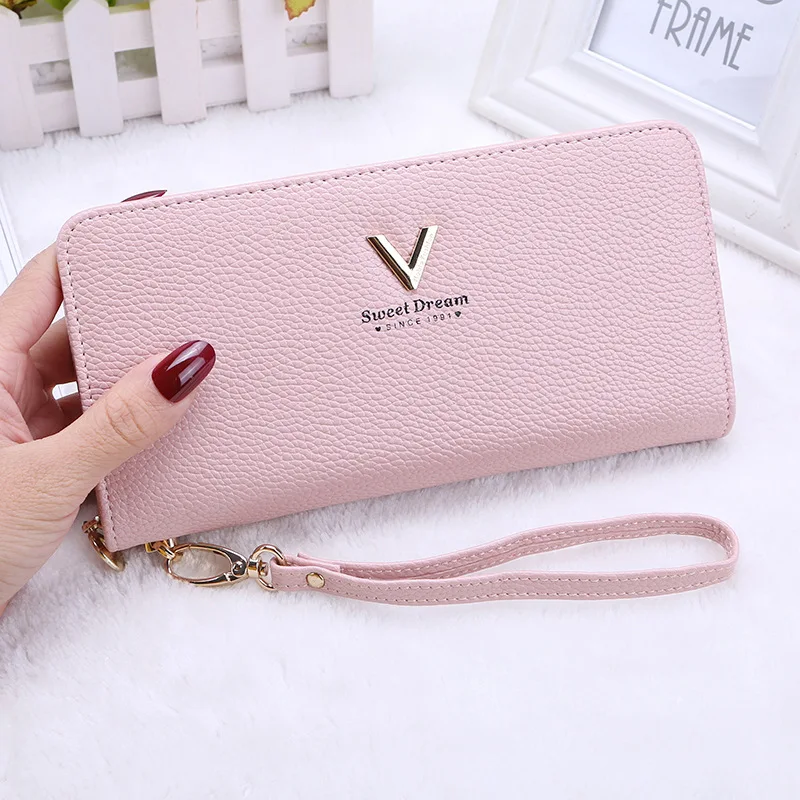 

2019 Leather Women Wallets Hasp Lady Moneybags Zipper Coin Purse Woman Envelope Wallet Money Cards ID Holder Bags Purses Pocket