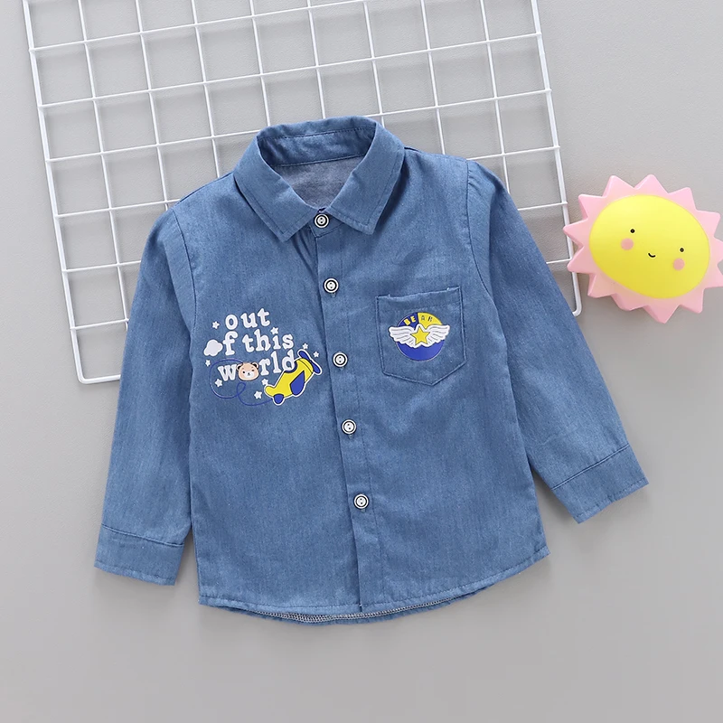  IENENS Kids Denim Shirt Children Long Sleeve Tops Baby Boy Soft Jeans Clothes Toddler Infant Boys S