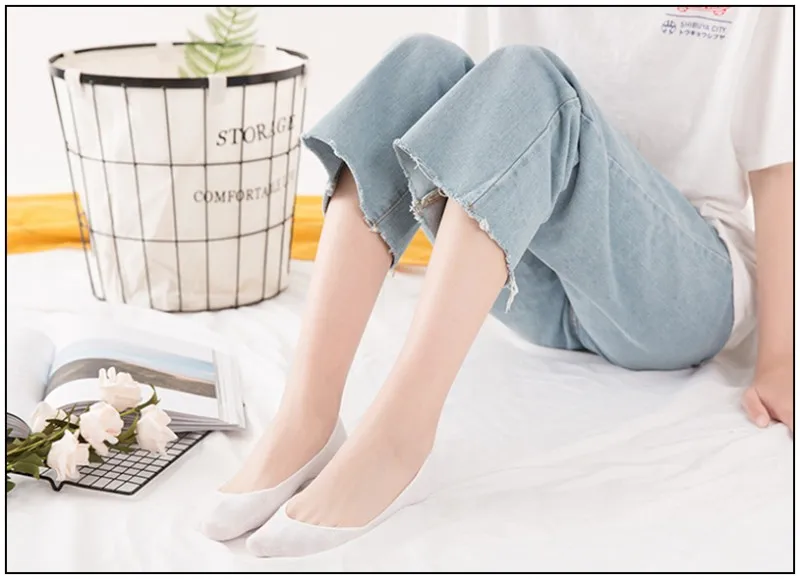 5Pair/lot=10pieces Summer Shallow Mouth Cotton Female Invisible Socks Silicone Non-Slip Woman Short Socks