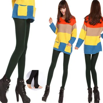 

New Fitness Leggings Women Warm Brushed Lining Stretch Fleece Pants Warm Trample Feet Leggings #25