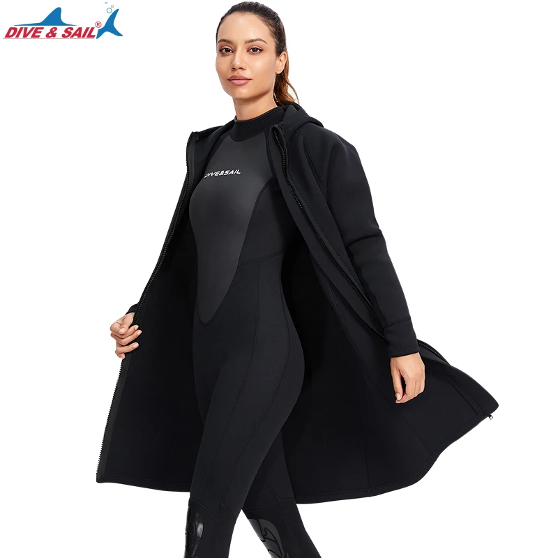 3mm Neoprene Wetsuit Women Men Long Hooded Windbreaker Diving Suit Front Zip Wetsuit For Diving