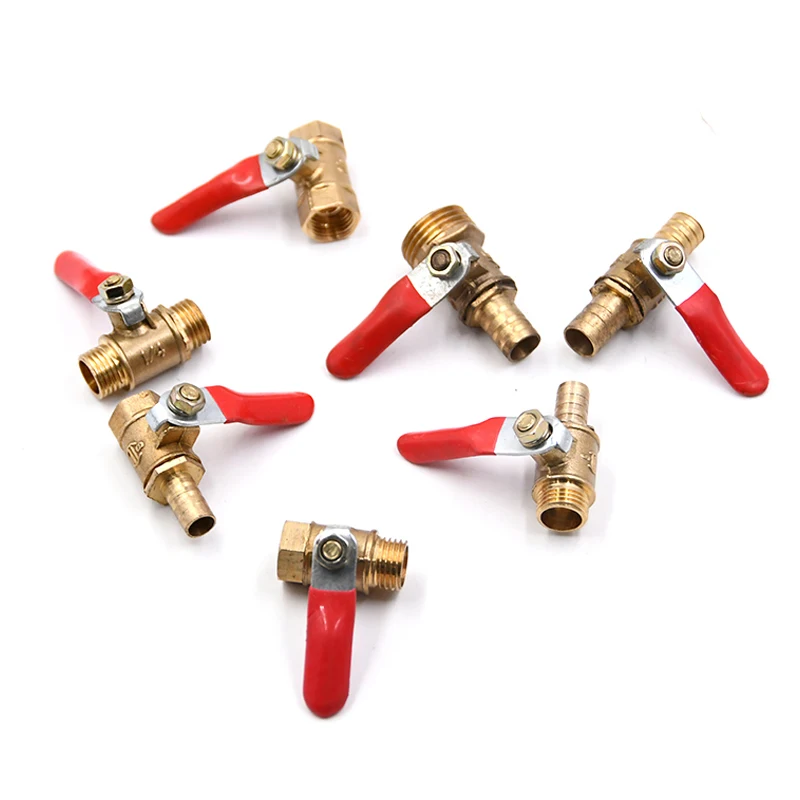 Specification : 6mm Hose Barb Pipeline Ball Valve Shutoff Ball Valve 6/8/10/12mm Hose Barb Inline with Red Lever Handle Brass Water Oil Air Gas Fuel Line Shut-Off Pipe Fittings