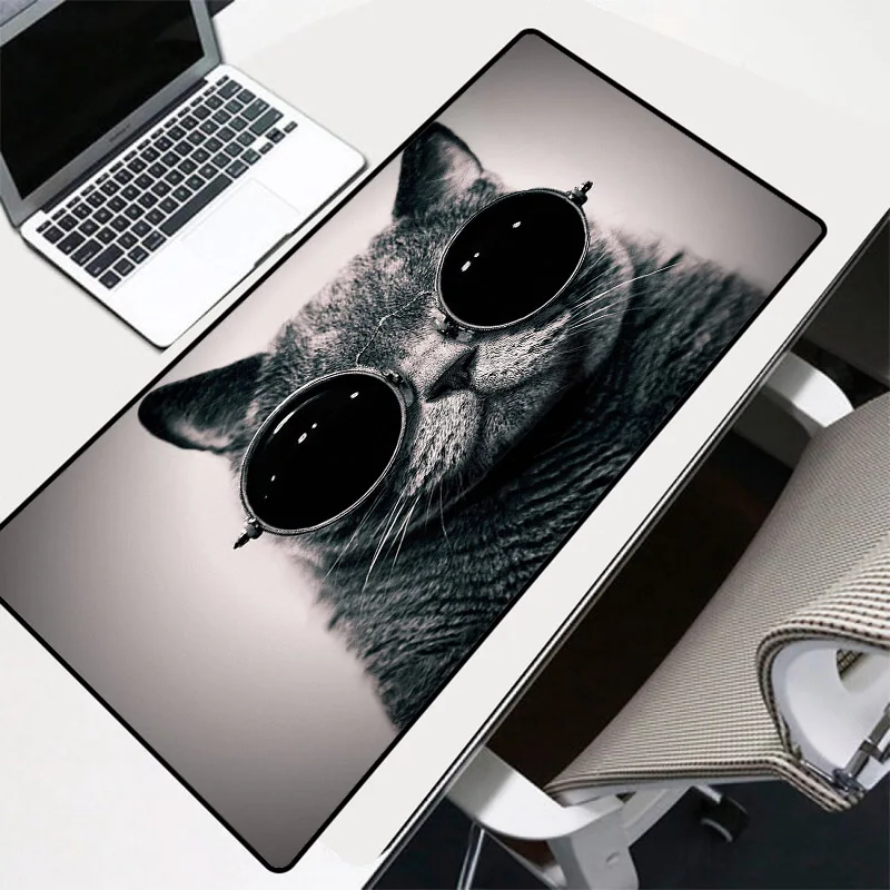 

XGZ Game Mouse Pad Animal with Sunglasses Cat Pattern Printed Large Mouse Pad Computer Notebook Office Game Accessories Desk Mat