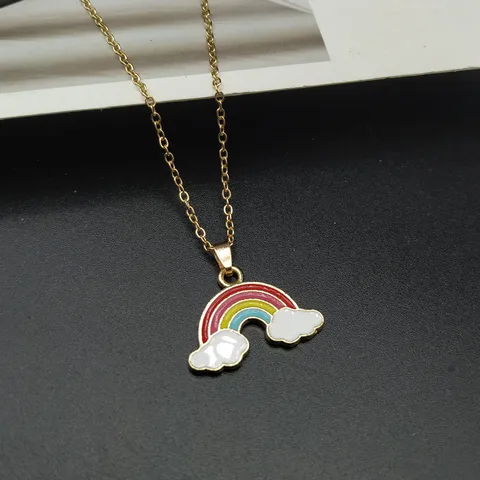 Necklace For Women Girls Colorful B Pendant Necklaces Charm Clavicle Gold Chain Alloy Jewelry 2019