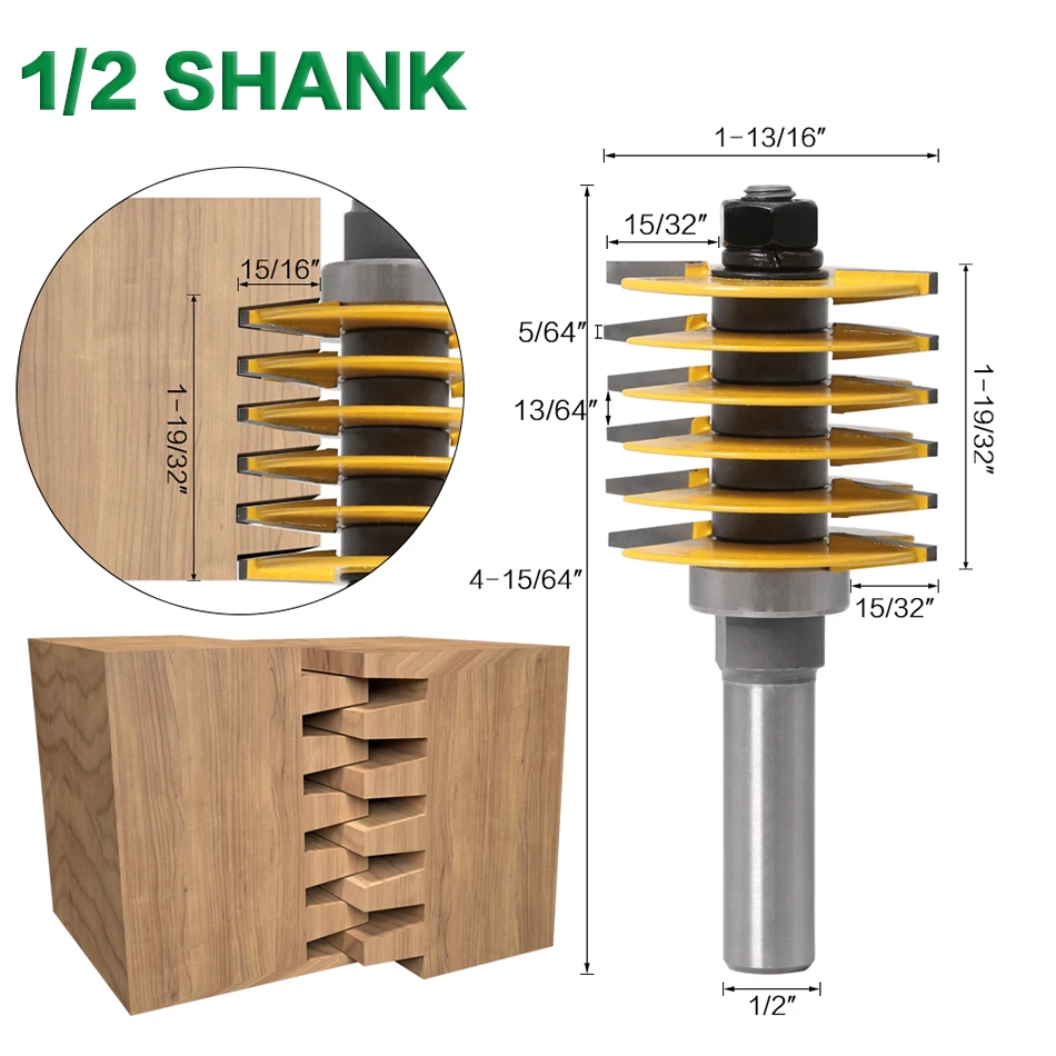 1I2 inch shank 1 шт. 1/2 хвостовик 8 мм 12 мм хвостовик абсолютно 2 зубца регулируемый палец шарнир фрезы Tenon резак промышленного класса для дерева инструмент - Длина режущей кромки: 1I2 inch shank