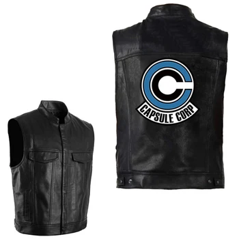 

Dragon Ball Anime Capsule Corp Leather Vest Men Coat Torankusu Vegeta Hip Hop PU Sleeveless Jacket Punk Waistcoat Cool Outerwear