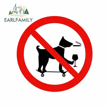 

EARLFAMILY 13cm x 13cm for No DOG Sign Auto Bumper Window Car Stickers Fashion DIY Body for Car SUV Camper Decal JDM Decoration