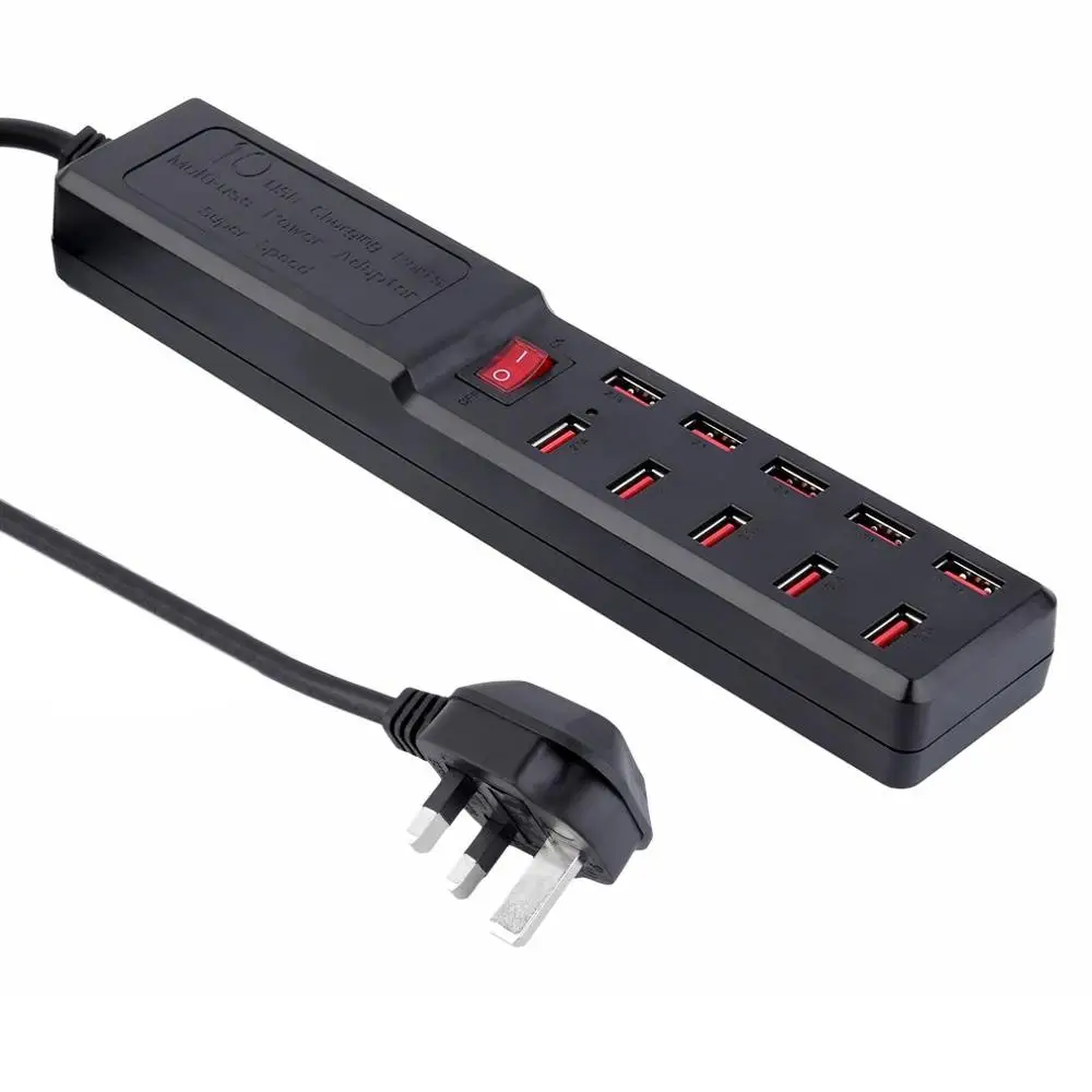 10 портов usb-хаб+ удлинитель питания EU/US/UK Разъем для мобильных устройств оптом