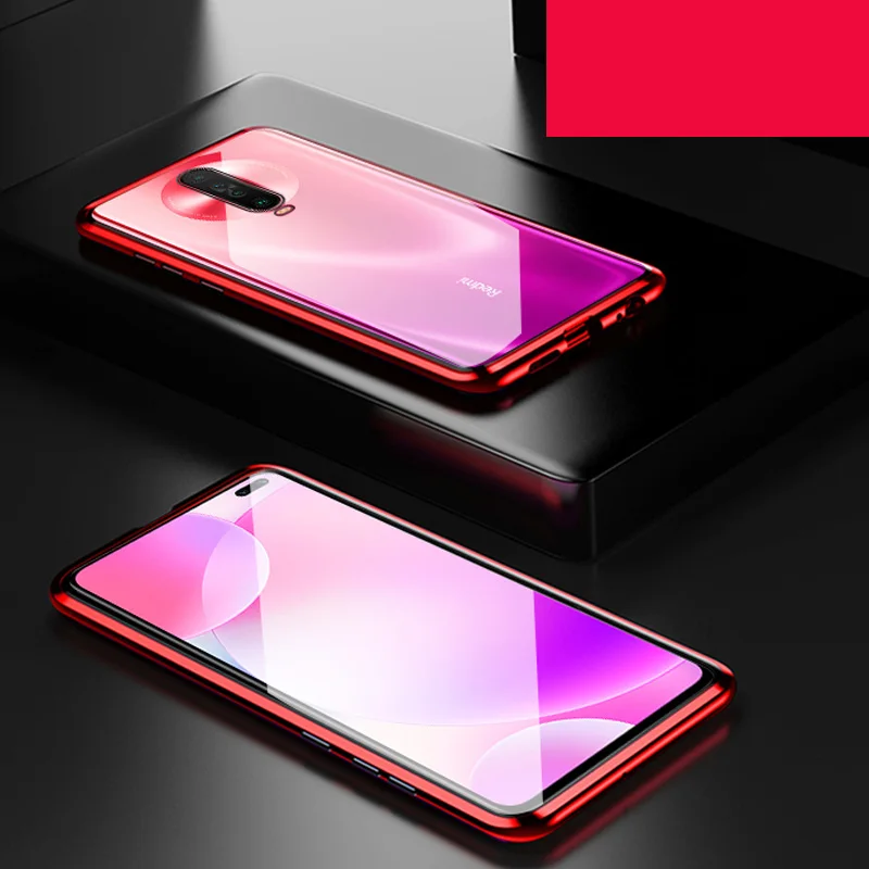 Чехол с магнитной адсорбцией для Xiaomi Redmi K30, металлическая рамка, двусторонняя крышка из закаленного стекла RedmiK30, защитный чехол для телефона