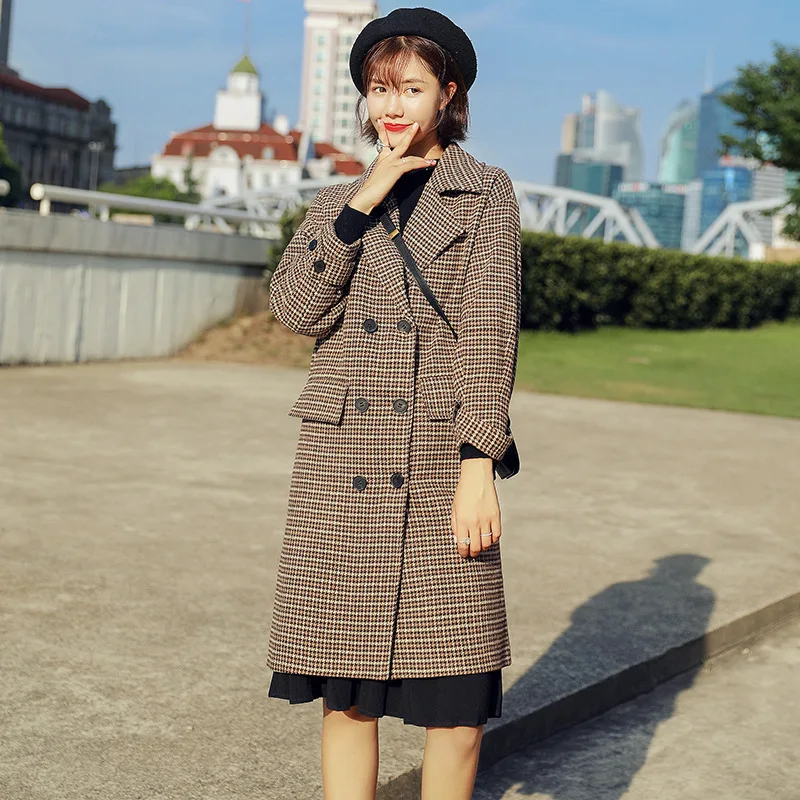 Желтое повседневное осенне-зимнее женское длинное пальто толстое теплое