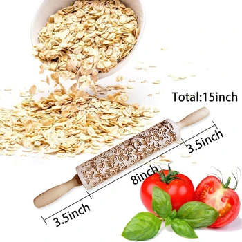 

Dropship 35X5CM Christmas Embossing Rolling Pin Embossed Rolling Pin Engraved Carved Wood Embossed Rolling Pin Kitchen Tool