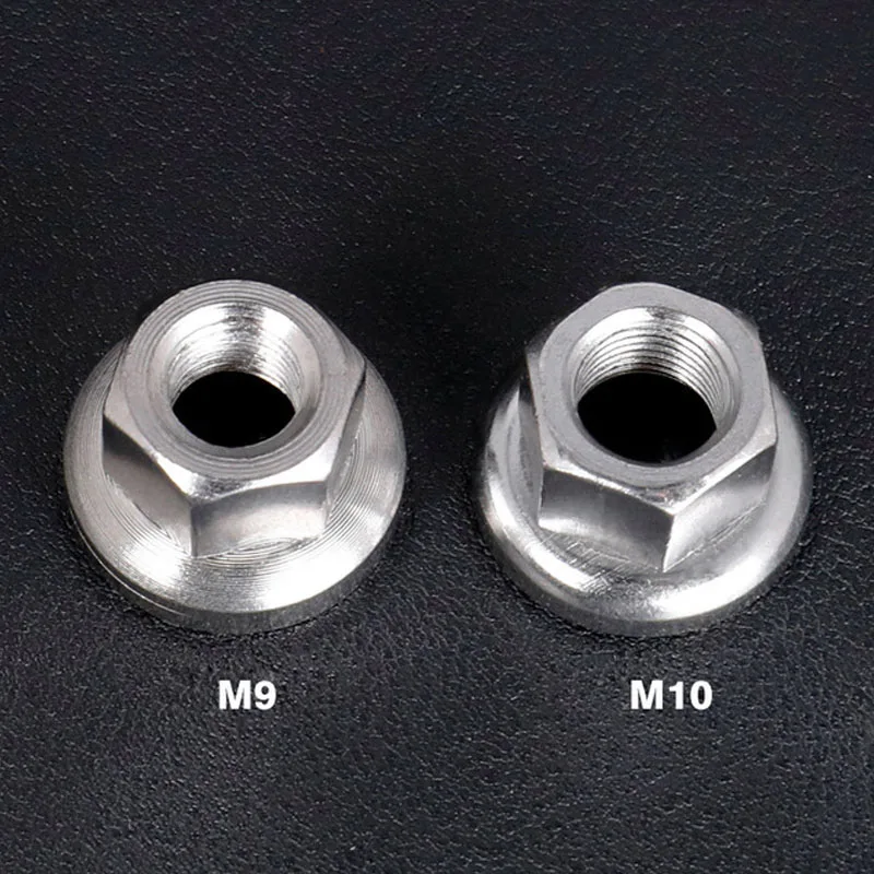 1個自転車アクセサリーM9ハブナットネジリア車軸ナットフランジフロントホイールM10後輪ネジスキッドフロントアクスルネジ