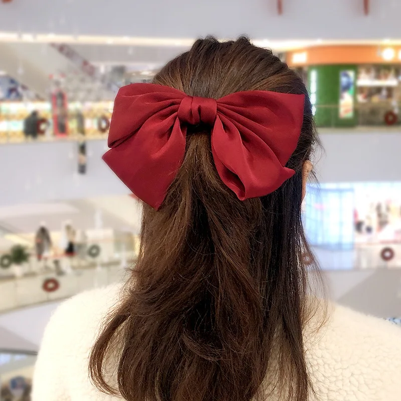 New Hair Clip Bowknot Hairpins for Women Cute Hair Accessories Vintage Big Solid Hair Bow Ties Headband Fashion Simple Hairgrip white hair clips