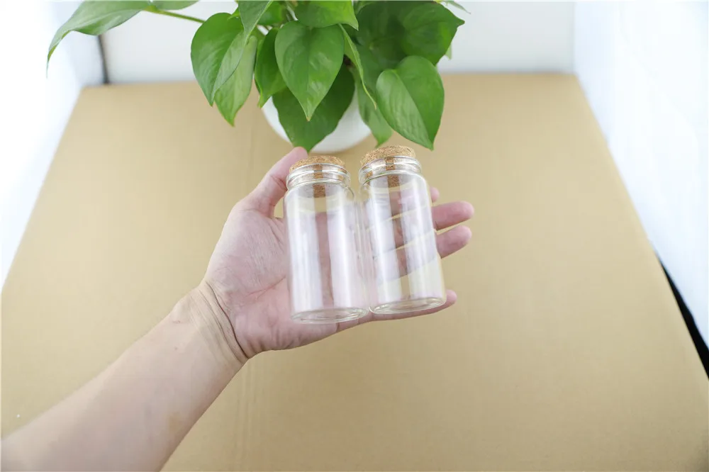 12pcs 47mm 100ml Cork Stopper Glass Bottles Spicy Storage Jar Bottle Containers Glass spice candy Jars Vials DIY Craft (5)