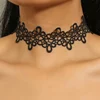 Vintag classique gothique tatouage dentelle tour de cou pour les femmes noir cristal pendentif charme colliers ras du cou Boho bijoux cadeau de noël X081