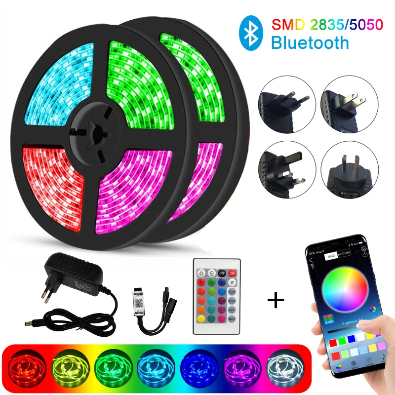 Светодиодная ленсветильник с Bluetooth управлением s RGB 5050 SMD 2835 гибкая лента для