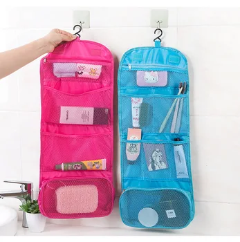 

Travel Cosmetic Bag Solid Makeup Bags Hook Toiletry Case Wash Organizer Storage Hanging Pouch Bathroom Wall Storage Bags