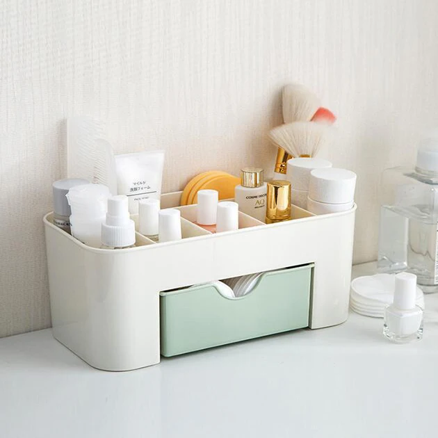 

Desk Organizer Pink Blue Green Plastic Makeup Storage Box Makeup Brush Storage Organizer Drawer Cotton Swabs Bar Storage Box