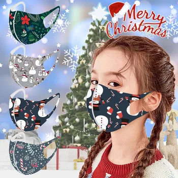 

Christmas Facemask for Child Breathable Cotton Mouth and Nose Cover Lovely Printing Reusable Washable Face Masks Cotton Mask