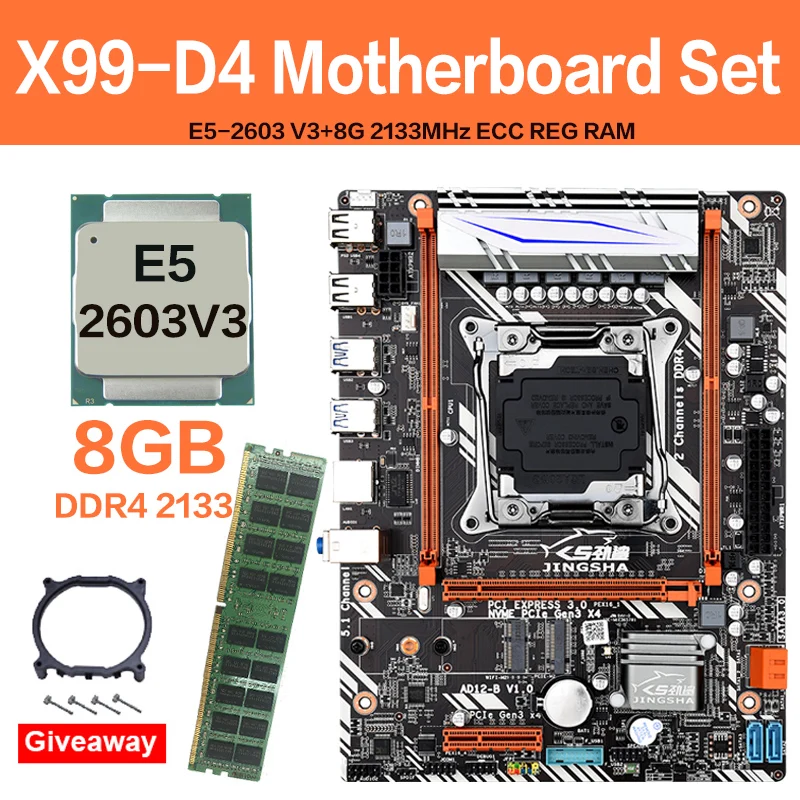 Материнская плата JINGSHA X99 процессор Xeon E5 2620V3 LGA2011-3 8 Гб 2133 МГц DDR4 ECC REG de memoria M-ATX M.2 SSD