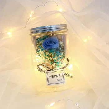 

Portable LED Romantic Night Light Rose Flower Jar Lamp Valentine Day Gift With Light String Christmas Gift