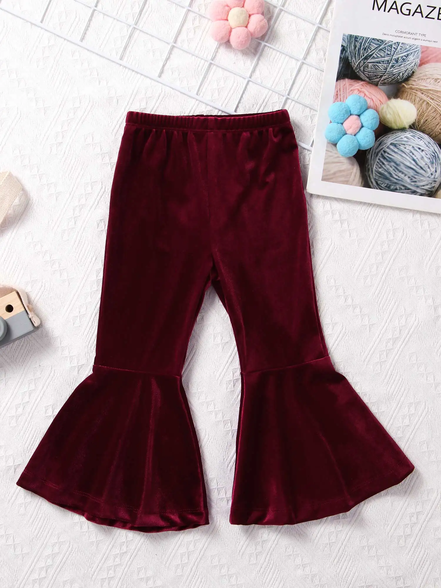Buy Lyush Women Maroon Velvet Bell Bottom Pants Online at Best Price |  Distacart