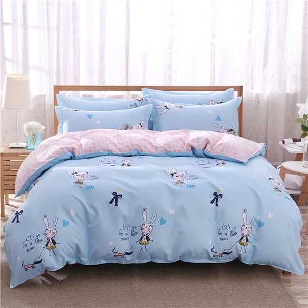 As Photo 9 Милые животные пчела Pattern Синий пододеяльник 3/4 штуки в комплекте постельный комплект для детей ребенок Мягкий хлопок Постельное бельё один полный queen King Размеры 150x200 - Цвет: As Photo 9