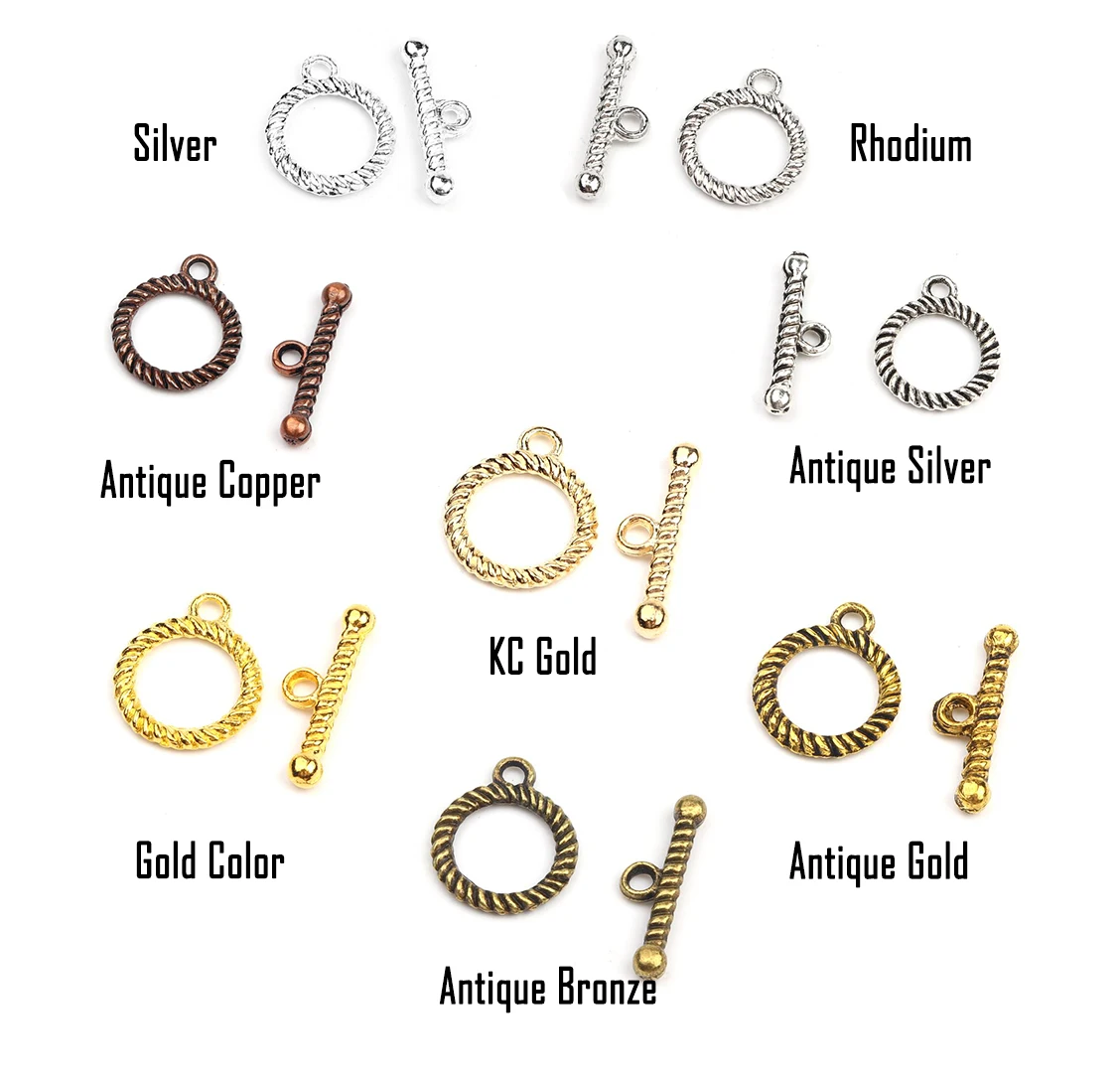 10 Paar Antikfarben 8 gemischte runde Metall-OT-Verschlüsse mit Haken für Schmuckherstellung, DIY-Armbandzubehör, Großhandelslieferung – Detail 2