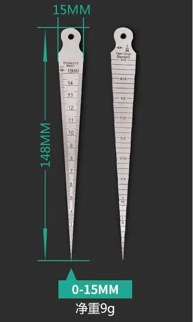 1-15mm metric inch Горячая 1-15 мм двухсторонняя клиновидная щупа из нержавеющей стали линейка сварочная инспекция конус манометр апертура шкала щель отверстие измерительный инструмент - Цвет: 1-15mm metric inch