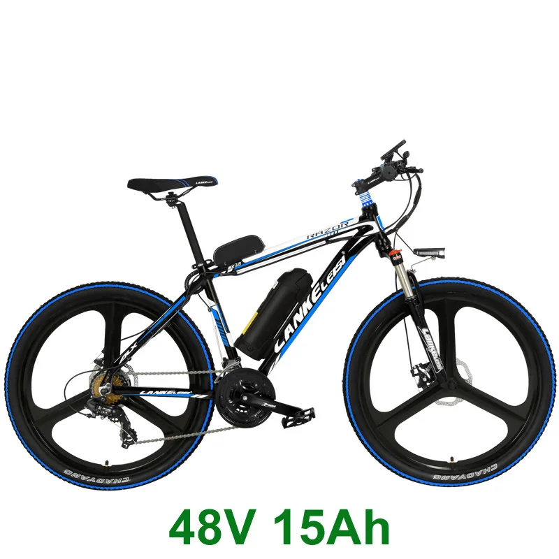 MX3.8 Elite 26 дюймов горный велосипед 48V 15Ah Мощность Фул Батарея, 7 Скорость для е-байка, Мощность е велосипедов, передние и задние дисковые тормоза - Цвет: Black Blue 15A