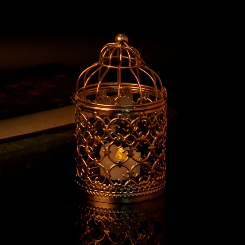 Полый Держатель Подсвечники Tealight подвесной фонарь винтажная клетка для птиц 3 цвета GXMA