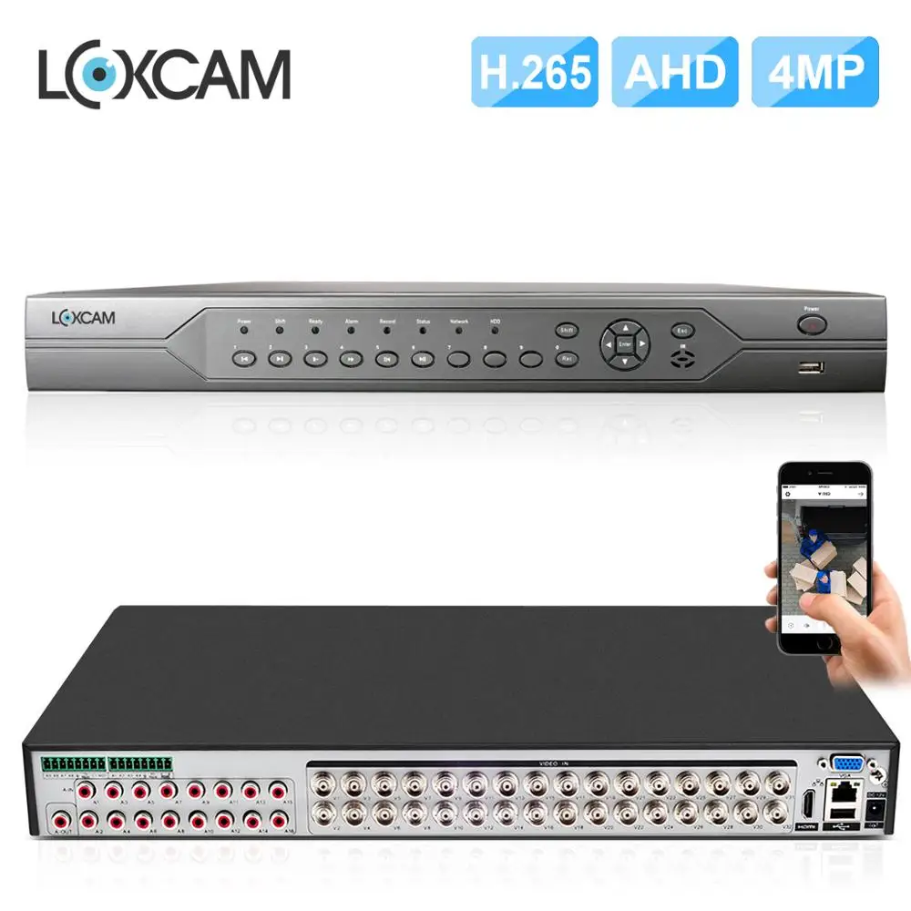 LOXCAM H.265+ 32ch 5M-N/4MP AHD DVR 6 в 1 Гибридный AHD CVI TVI сетевой видеорегистратор для камеры безопасности Система протокола ONVIF P2P сигнализация DVR