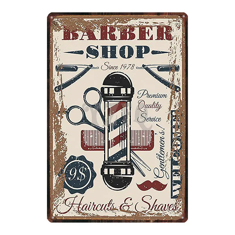 Barber Shop Customer Parking Only Metal Sign Shabby Chic Wall Home Art Shop Bar Decoration 30X20CM DU-3070