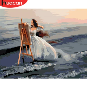 

HUACAN Paint By Numbers Girl Hand Painted On Canvas DIY Home Decor Coloring By Numbers Portrait Adult Handicraft Acrylic Gift