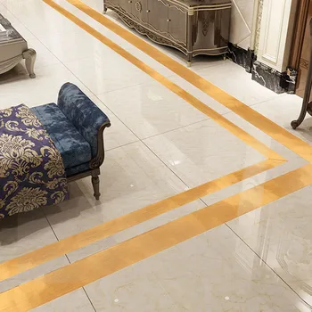 

European style Gold Foil Ground Tile Decoration Room Floor Crevice Line Sticker Simple to stick on high quality of pigment